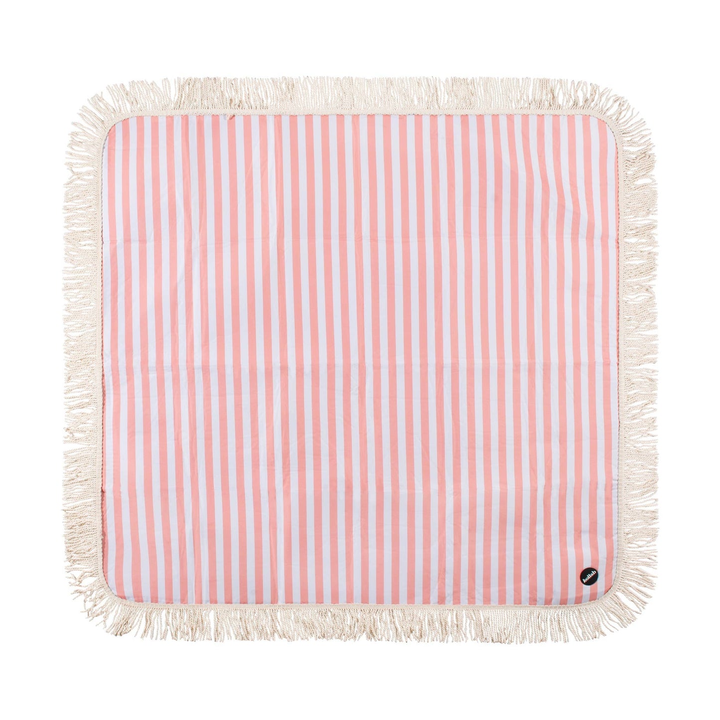 Fringed Medium Picnic Mat Coral Stripe